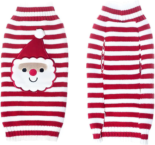 Santa Claus Pet Sweater Dog Sweaters Cold Weather Outfit for Small to Medium Sized Dogs and Cats for Christmas Day (Santa Claus, X-Small)