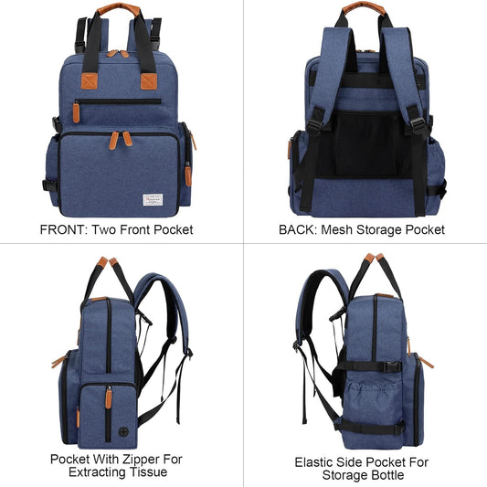 Dog Travel Bag - Airline Approved Backpack for Pet Accessories Organizer, Tote Weekend Bag with 2 Dog Food Containers, 2 Collapsible Bowls, 1 Pet Mat, Blue