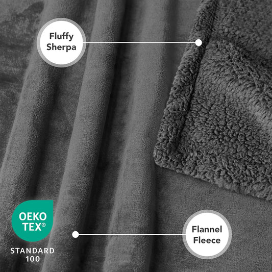 Dog Blanket for Small Medium Dogs, Pet Bed Blanket Cat Puppy Kitten, Fleece Furniture Couch Cover Protector Sofa Car, Soft Sherpa Dog Throw Plush Reversible Washable, Mini 29X40 Solid Dark Gray