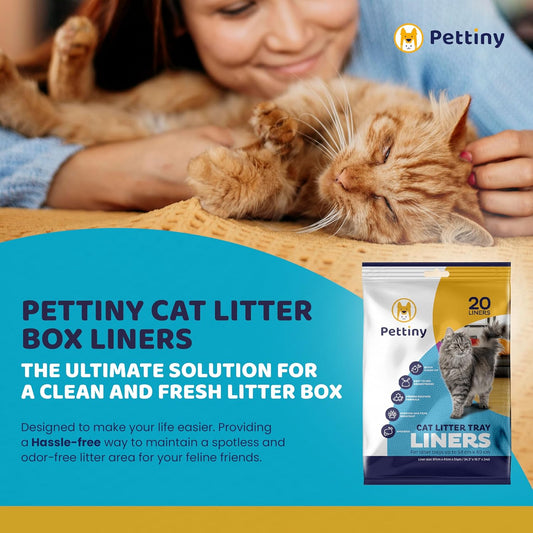 20 Cat Litter Box Liners with Drawstrings - Scratch Resistant Cat Litter Bags for a Medium and Large Litter Pan