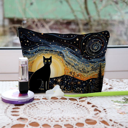 Cat Leather Makeup Bag for Women - Cat Mom & Lover Gifts, Cosmetic Bag for Girls