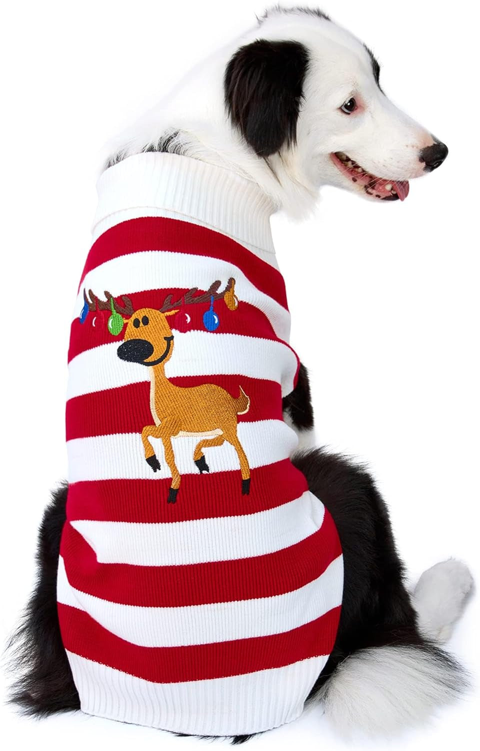 Dog Sweater Pet Christmas Elk Bells Sweaters Halloween Reindeer for Small Dog and Cat (L, Red)