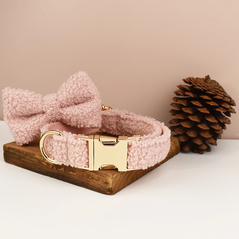 Pet Dog Collar Handmadeteddy Fabric Necklace Pet Dog Supplies Woven Accessories Autumn Winter Christmas Set Teddy 01