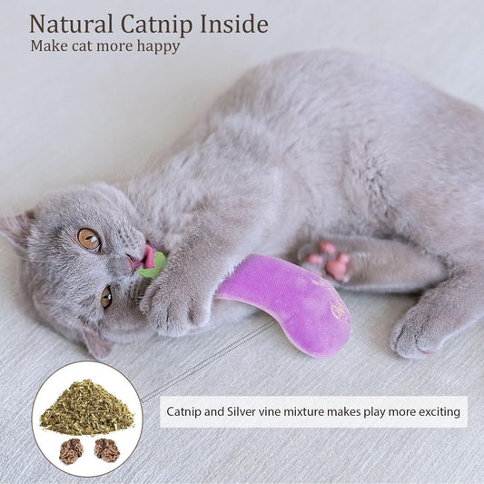 Catnip Cat Toys for Cats, Vegetable Shape 5Pcs, Interactive Cat Nip Toy for Indoor Kitten Kitty Chew Kicker Exercise