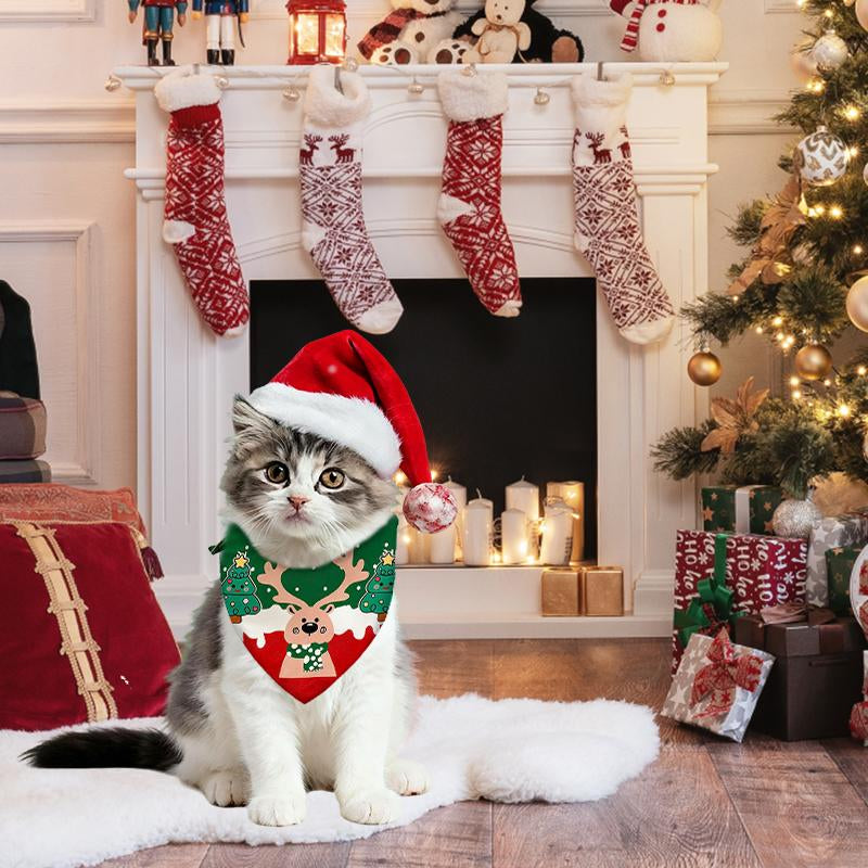 Hanepaity Dog Christmas Bandanas 3 Packs Merry Christmas Reversible Bandana Holiday Scarf Pet Collar for Small Medium Large Dogs Cats Plush Scarves Set