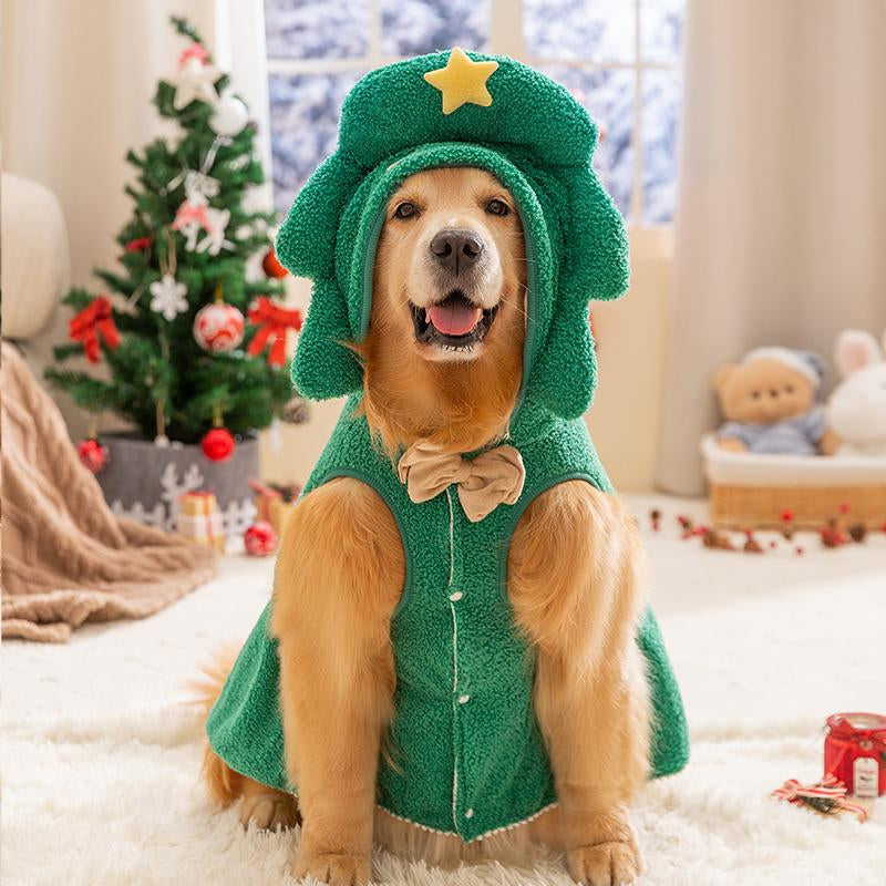 [Hipipet] Christmas Dog Cape for Large Breeds! Warm Winter Wear for Golden Retrievers/Samoyeds/Border Collies - Perfect Festive Outfit for Holiday Photos
