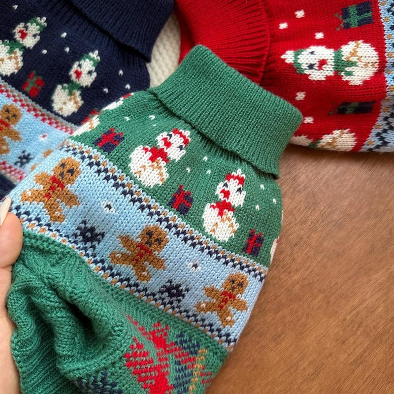 Snowman Gingerbread Man Pet Sweater Small Dog Clothes Small Dog Cat Autumn and Winter Festival Supplies Christmas