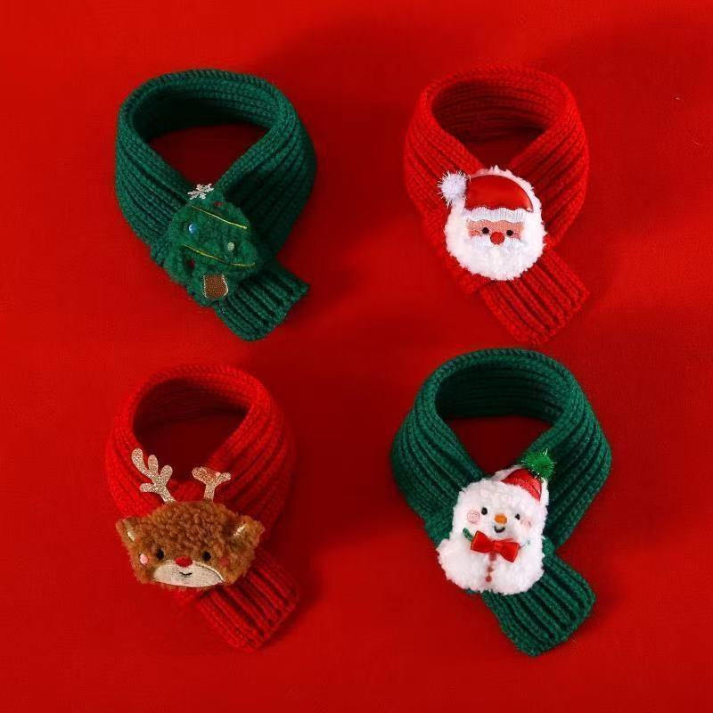 [2Pcs] 2025 NEW Pet Knitted Christmas Scarf & Hat Set for Cats & Dogs - Cute Reindeer & Snowman Design - Warm Plush Outfit for All Seasons - Ideal for Christmas Parties