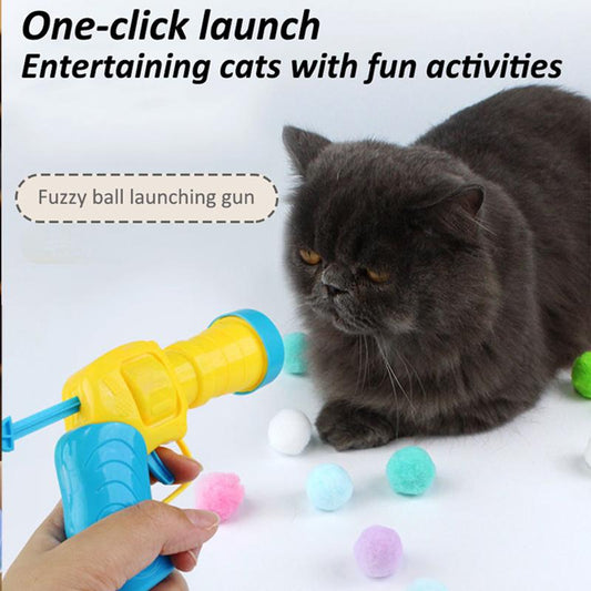 Cat Toy Interactive Ball Soft Pom Pom Balls for Kittens - Lightweight, Interactive, Assorted Colors - Plush Toy Balls for Kitten Training and Play