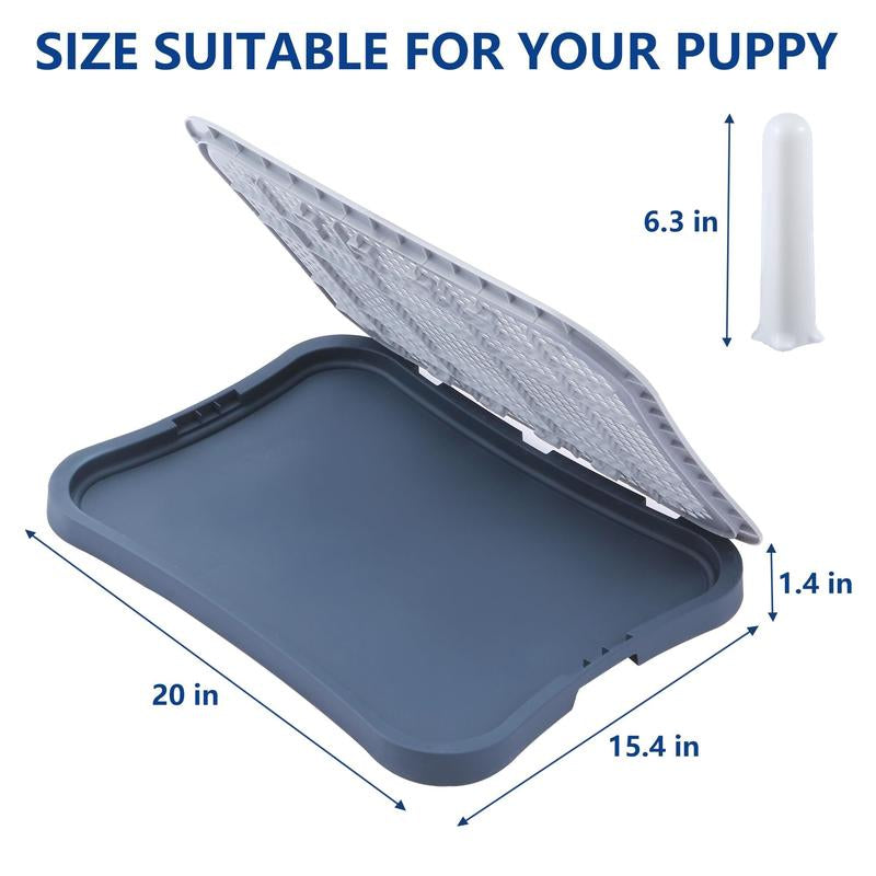 Hallostark Pee Pad Holder, Indoor Potty Tray for Puppy and Small Size Dog with Pee Wall, Non-Skid Feet（Blue）