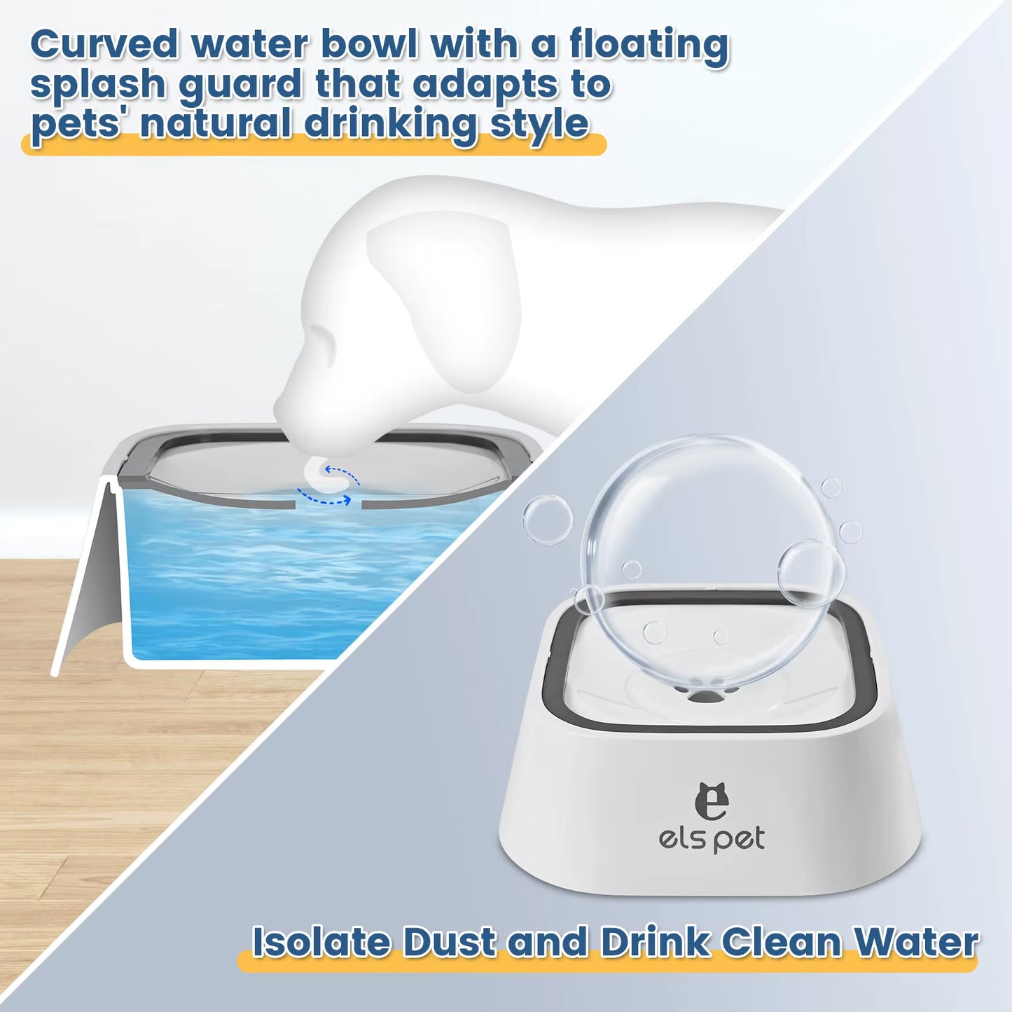 Spill Proof Dog Water Bowl, 35Oz No Spill Water Bowl for Dogs, 1L Slow Drinking Dog Water Bowl, Vehicle Travel Water Bowl