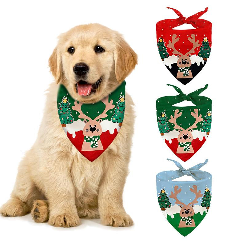 Hanepaity Dog Christmas Bandanas 3 Packs Merry Christmas Reversible Bandana Holiday Scarf Pet Collar for Small Medium Large Dogs Cats Plush Scarves Set