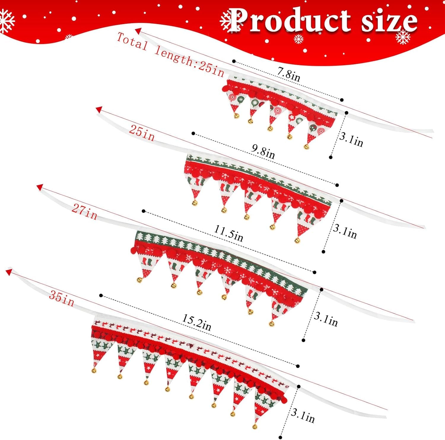 Christmas Dog Collar with Bells,Holiday Dog&Cat Knitted Jingle Dress,Pet Costume Bandana Scarf for Puppy Kitty (S)