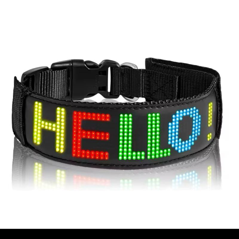 DOGDISPLAY Custom LED Dog Collar - Personalize Messages for Clear Communication & Instant Presence - Ideal for Dog Parks & Night Walks