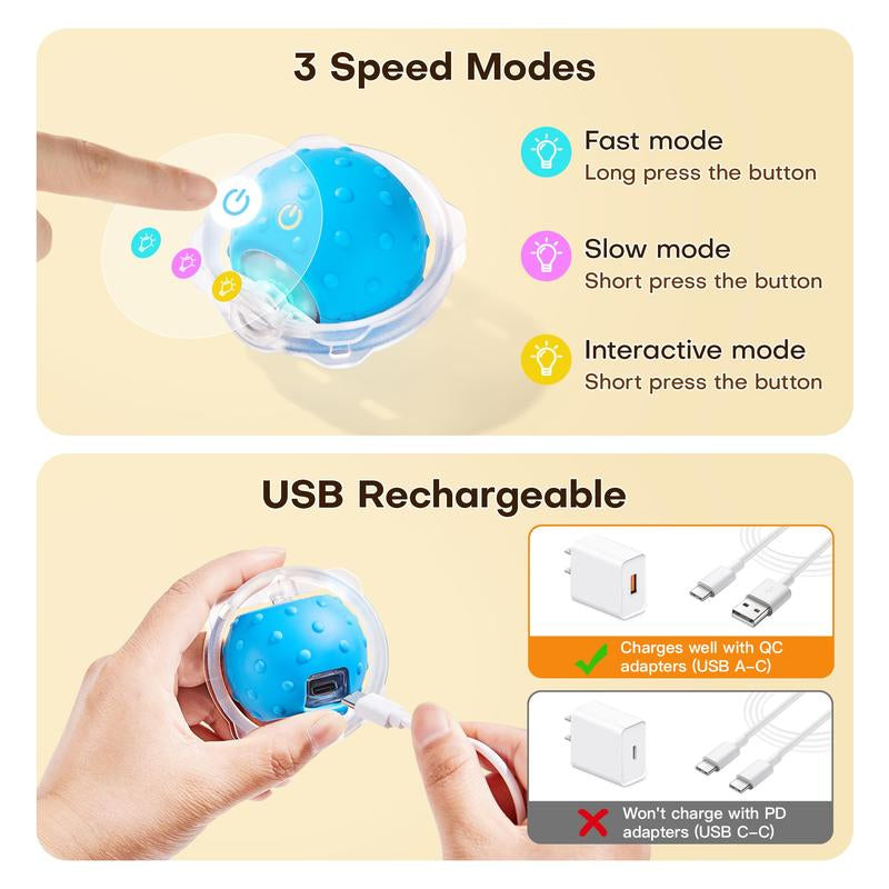 Potaroma Interactive Cat Toys, Fast Rolling Ball in Play Mat, Motion Activated Automatic Moving Ball Hide and Seek Game for Indoor Exercise Kicker, 28 Inch Play Mat