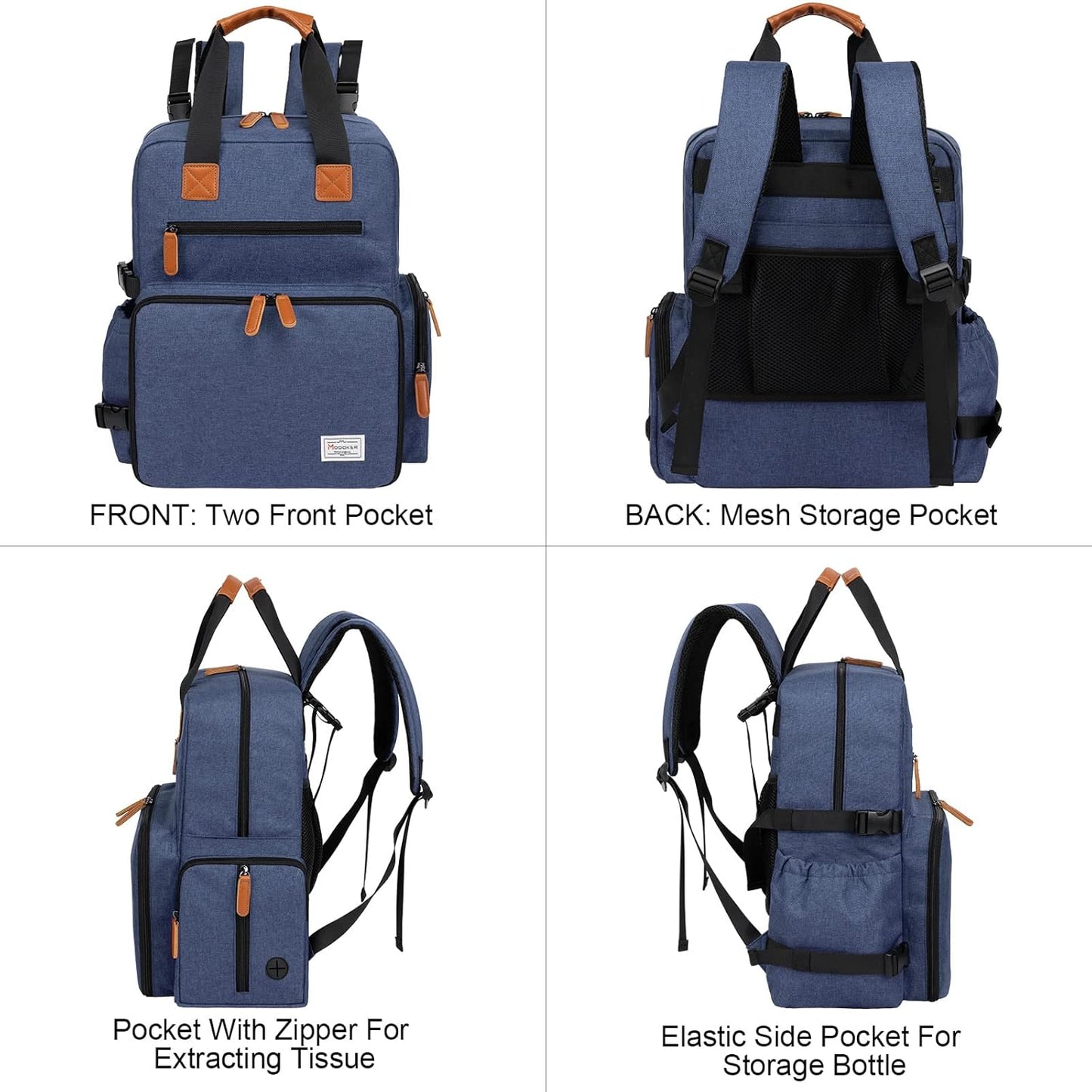 Dog Travel Bag - Airline Approved Backpack for Pet Accessories Organizer, Tote Weekend Bag with 2 Dog Food Containers, 2 Collapsible Bowls, 1 Pet Mat, Blue