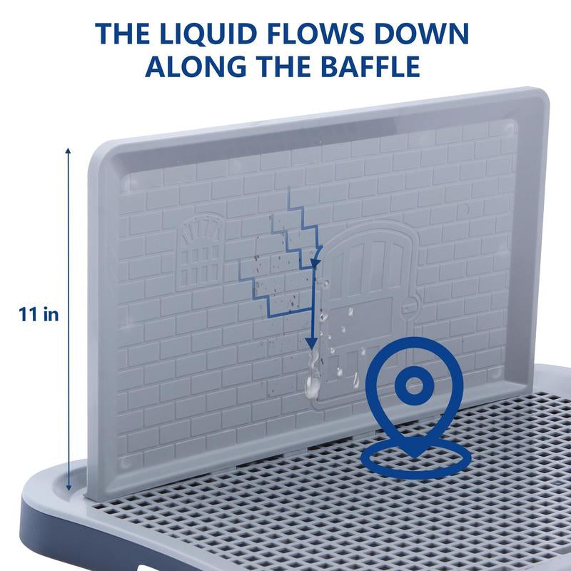 Hallostark Pee Pad Holder, Indoor Potty Tray for Puppy and Small Size Dog with Pee Wall, Non-Skid Feet（Blue）