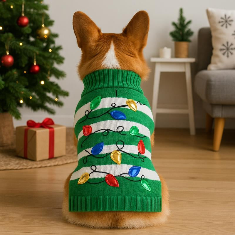 Christmas Plaid Pet Sweater, Soft Warm Fabric for Small Dogs & Cats, Festive Winter Apparel, Cozy Holiday Pet Clothes