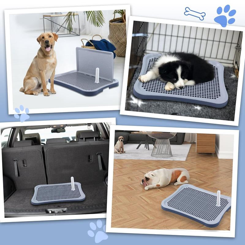 Hallostark Pee Pad Holder, Indoor Potty Tray for Puppy and Small Size Dog with Pee Wall, Non-Skid Feet（Blue）