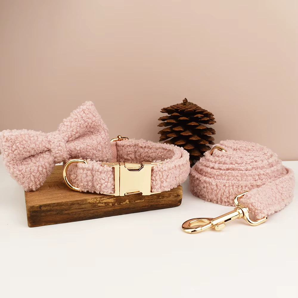 Pet Dog Collar Handmadeteddy Fabric Necklace Pet Dog Supplies Woven Accessories Autumn Winter Christmas Set Teddy 01