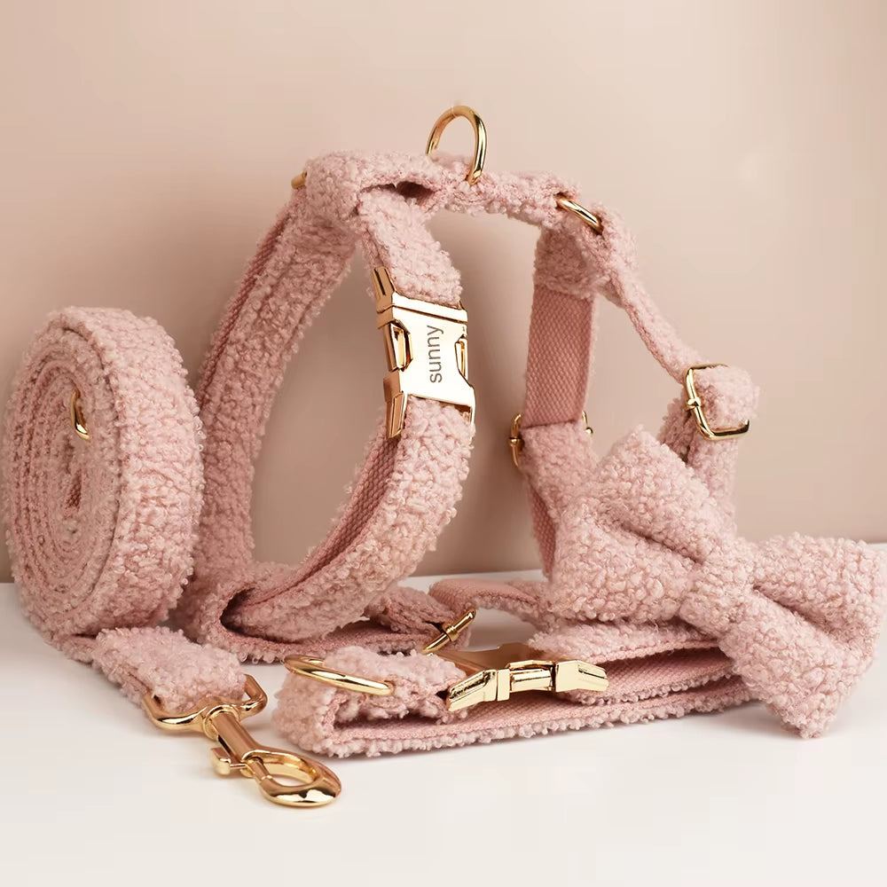 Pet Dog Collar Handmadeteddy Fabric Necklace Pet Dog Supplies Woven Accessories Autumn Winter Christmas Set Teddy 01