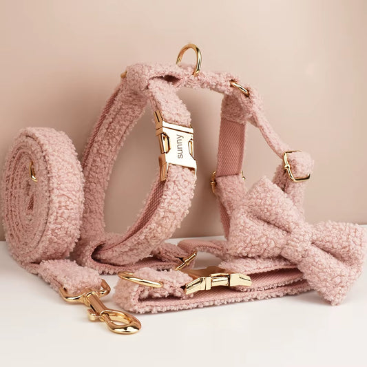 Pet Dog Collar Handmadeteddy Fabric Necklace Pet Dog Supplies Woven Accessories Autumn Winter Christmas Set Teddy 01