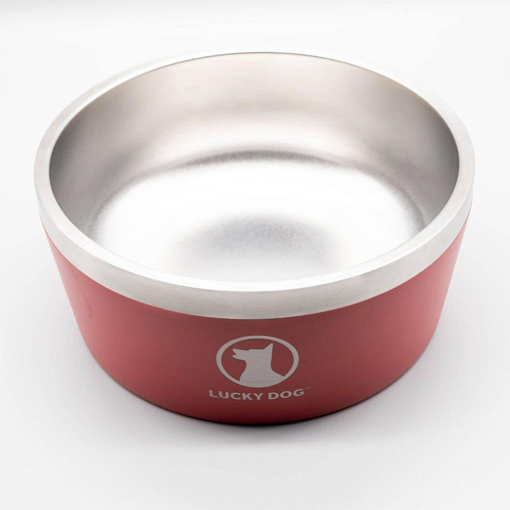 Indulge 100 Oz. 12.5 Cup Double Wall Stainless Steel Dog Bowl, Non Slip, Lifetime Warranty in Red