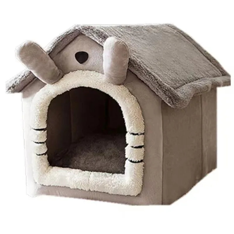 Cat Pet Dog Warm House Cave Beds for Indoor Cats Cozy Wool Igloo Nest Kennel S/M/L
