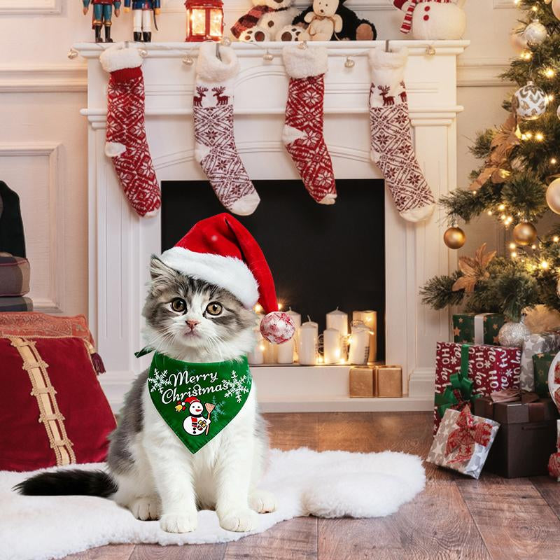 Hanepaity Dog Christmas Bandanas 3 Packs Merry Christmas Reversible Bandana Holiday Scarf Pet Collar for Small Medium Large Dogs Cats Plush Scarves Set