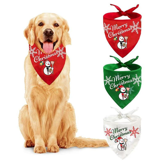 Hanepaity Dog Christmas Bandanas 3 Packs Merry Christmas Reversible Bandana Holiday Scarf Pet Collar for Small Medium Large Dogs Cats Plush Scarves Set