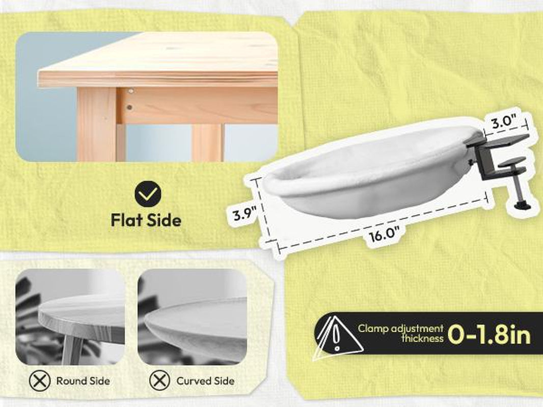 Cat Desk Hammock Bed – Rotating Cat Bed for Desk or Table, Upgraded Clamp with Sponge Pad, Holds up to 50LBS, Soft & Sturdy Cat Nest for Indoor Cats