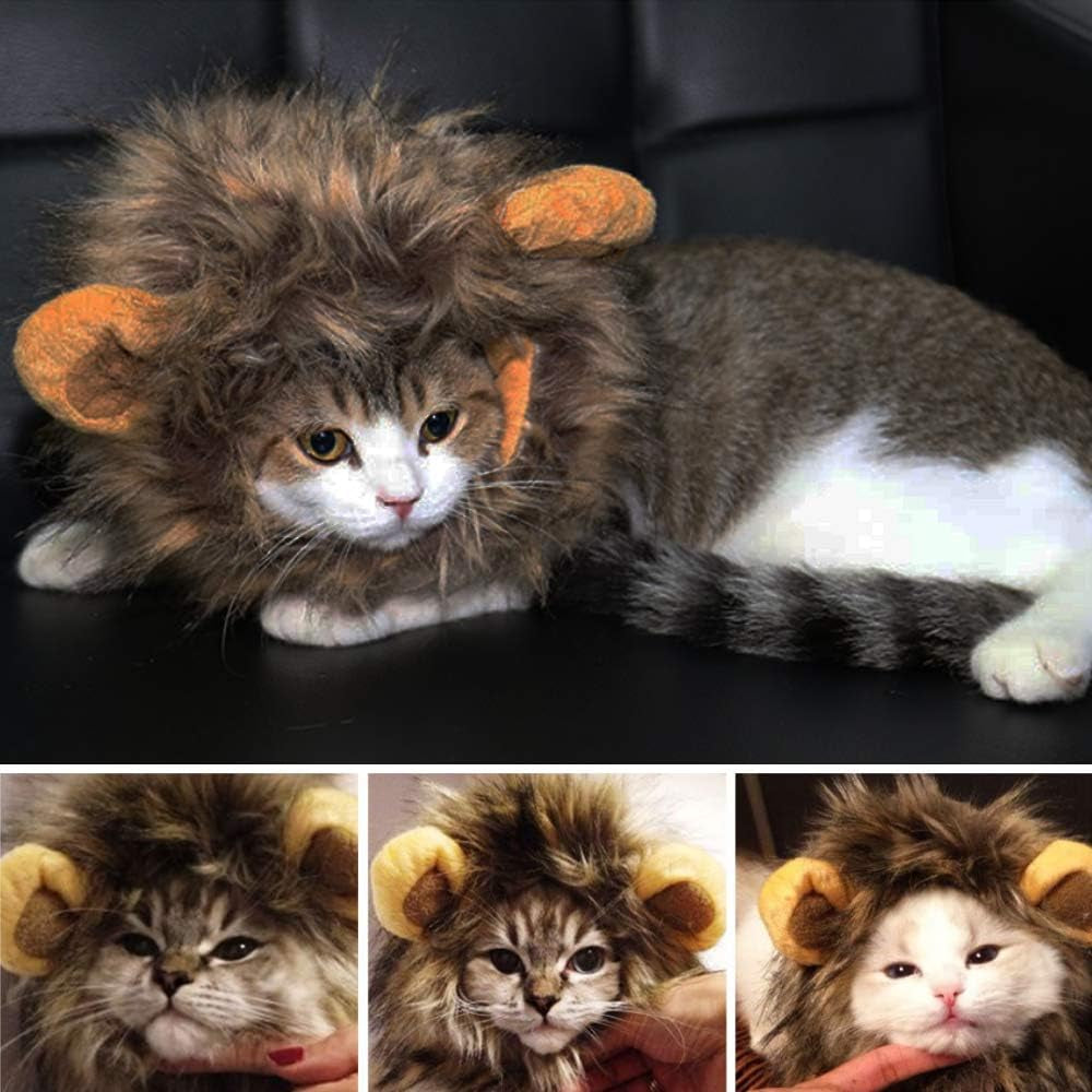 Cat Wigs Lion Mane Wig with Ears- Fancy Costume Hair Lion Hat for Halloween and Cosplay Party (S)
