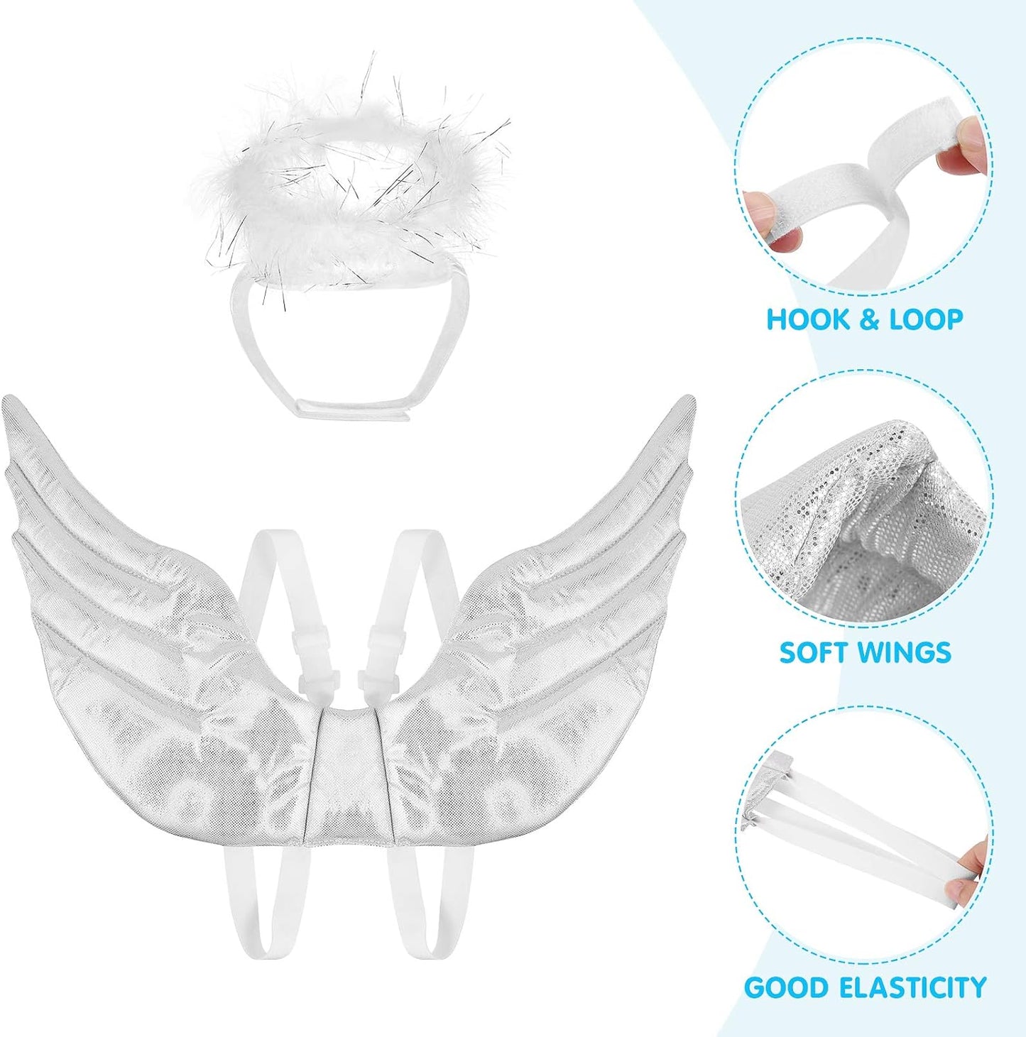 Pet Dog Cat Halloween Costume Angel Wings Shape Clothing - Creative Pet Cat Makeover Clothes for Halloween Festival Party Special Events - Pet Clothes Supplies - Size S (White)