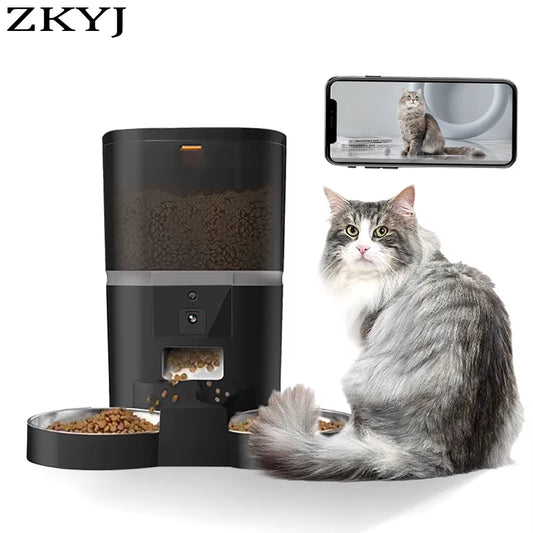 4L Automatic Smart Cat Pet Feeder for 2 Small Animals Food Dispenser Dog Feeding with Camera Voice Video Recording Food Bowl