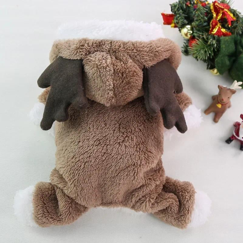 Christmas Dog Clothes Pet Clothes for Small Medium Dogs Winter Warm Elk Santa Claus Dog Cat Coat Hoodies Dogs Christmas Clothing