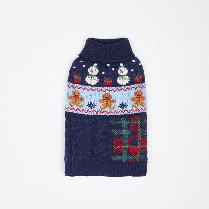 Snowman Gingerbread Man Pet Sweater Small Dog Clothes Small Dog Cat Autumn and Winter Festival Supplies Christmas