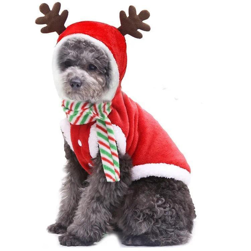 Christmas Dog Clothes Pet Clothes for Small Medium Dogs Winter Warm Elk Santa Claus Dog Cat Coat Hoodies Dogs Christmas Clothing