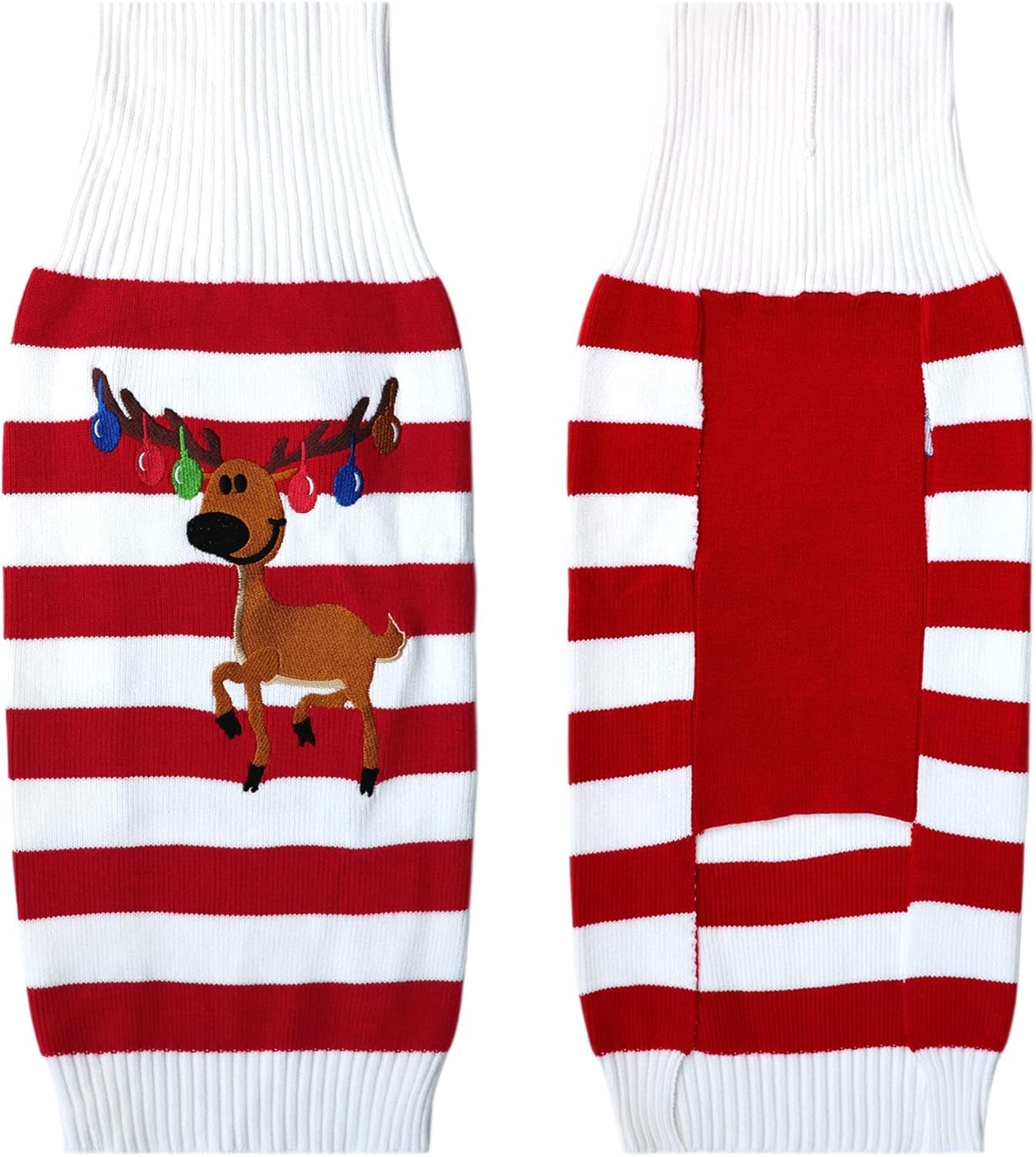 Dog Sweater Pet Christmas Elk Bells Sweaters Halloween Reindeer for Small Dog and Cat (L, Red)