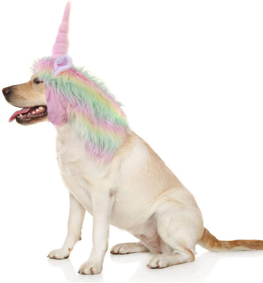 Funny Pet Reindeer Moose Costumes for Dog, Cute Furry Pet Wig for Halloween Christmas, Pet Clothing Accessories