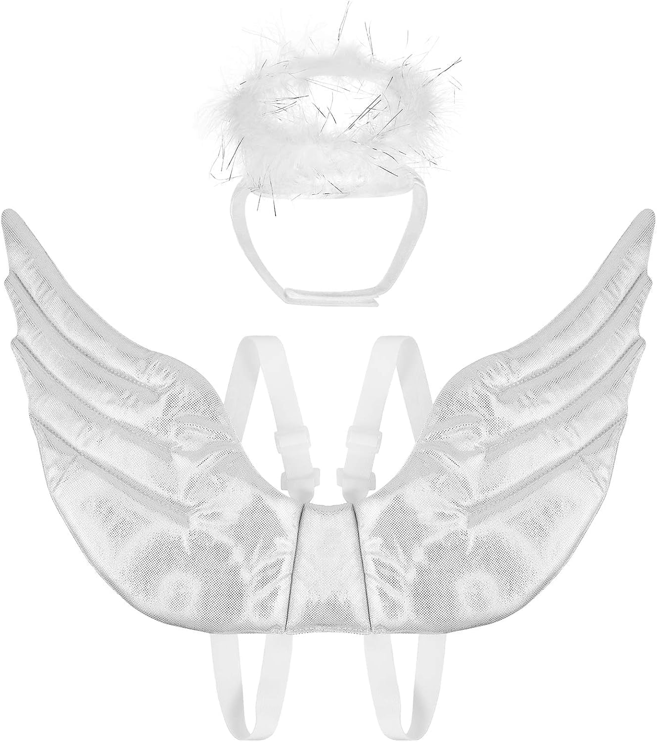 Pet Dog Cat Halloween Costume Angel Wings Shape Clothing - Creative Pet Cat Makeover Clothes for Halloween Festival Party Special Events - Pet Clothes Supplies - Size S (White)