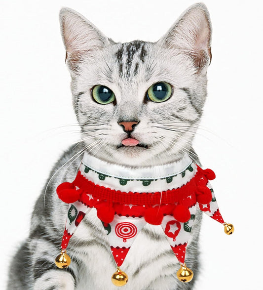 Christmas Dog Collar with Bells,Holiday Dog&Cat Knitted Jingle Dress,Pet Costume Bandana Scarf for Puppy Kitty (S)