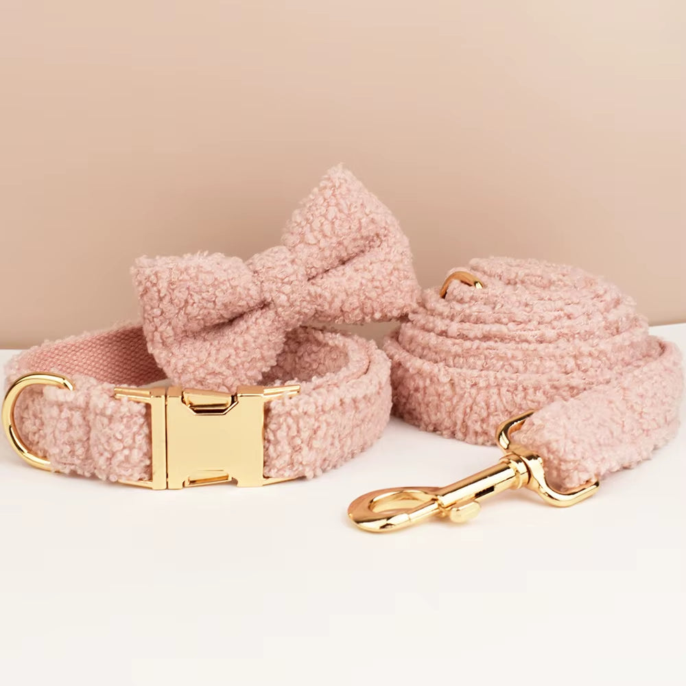Pet Dog Collar Handmadeteddy Fabric Necklace Pet Dog Supplies Woven Accessories Autumn Winter Christmas Set Teddy 01
