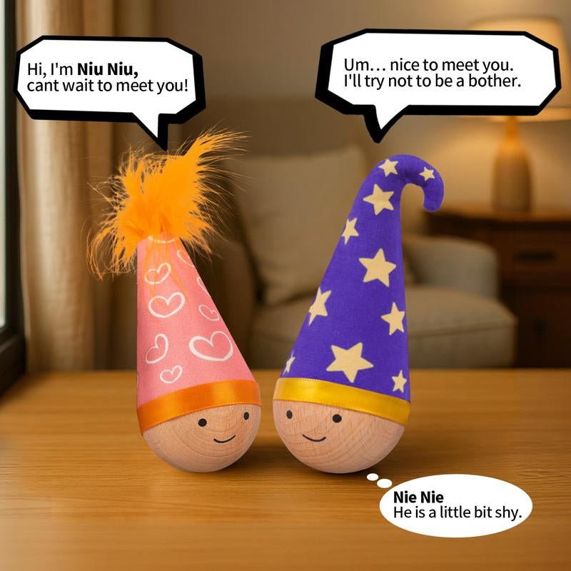 Lulus Self-Balancing Wobble Toy 1Pcs Cats Scratch-Resistant and Bite-Resistant Natural Wood Built-In Catnip Feather on Top Interactive Kitty Toys