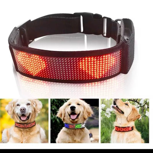 DOGDISPLAY Custom LED Dog Collar - Personalize Messages for Clear Communication & Instant Presence - Ideal for Dog Parks & Night Walks