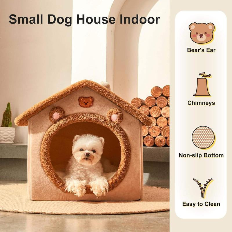 Warm and Enclosed Secure Cat Bed for Fall and Winter, Wraparound Cat Sleeping Niche Dog Cozy Hiding House with Removable Washable Fluffy Lining, Cozy Indoor Cat Shelter for Small Dogs and Cats