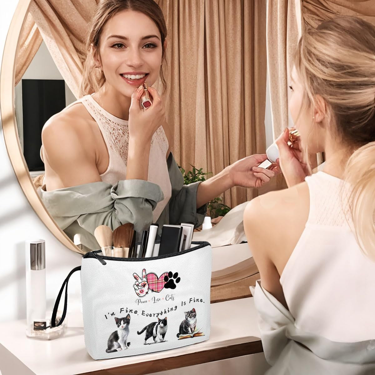 Cute Cat Makeup Bag for Women Cat Gifts for Cat Lover Cat Mom Gifts for Women Cat Lover Gifts for Women (Cute Cat Makeup Bag)