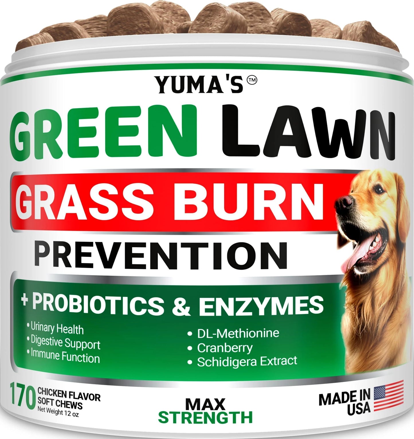 Green Lawn Chews for Dogs Probiotics and Digestive Enzymes Supplement Gut