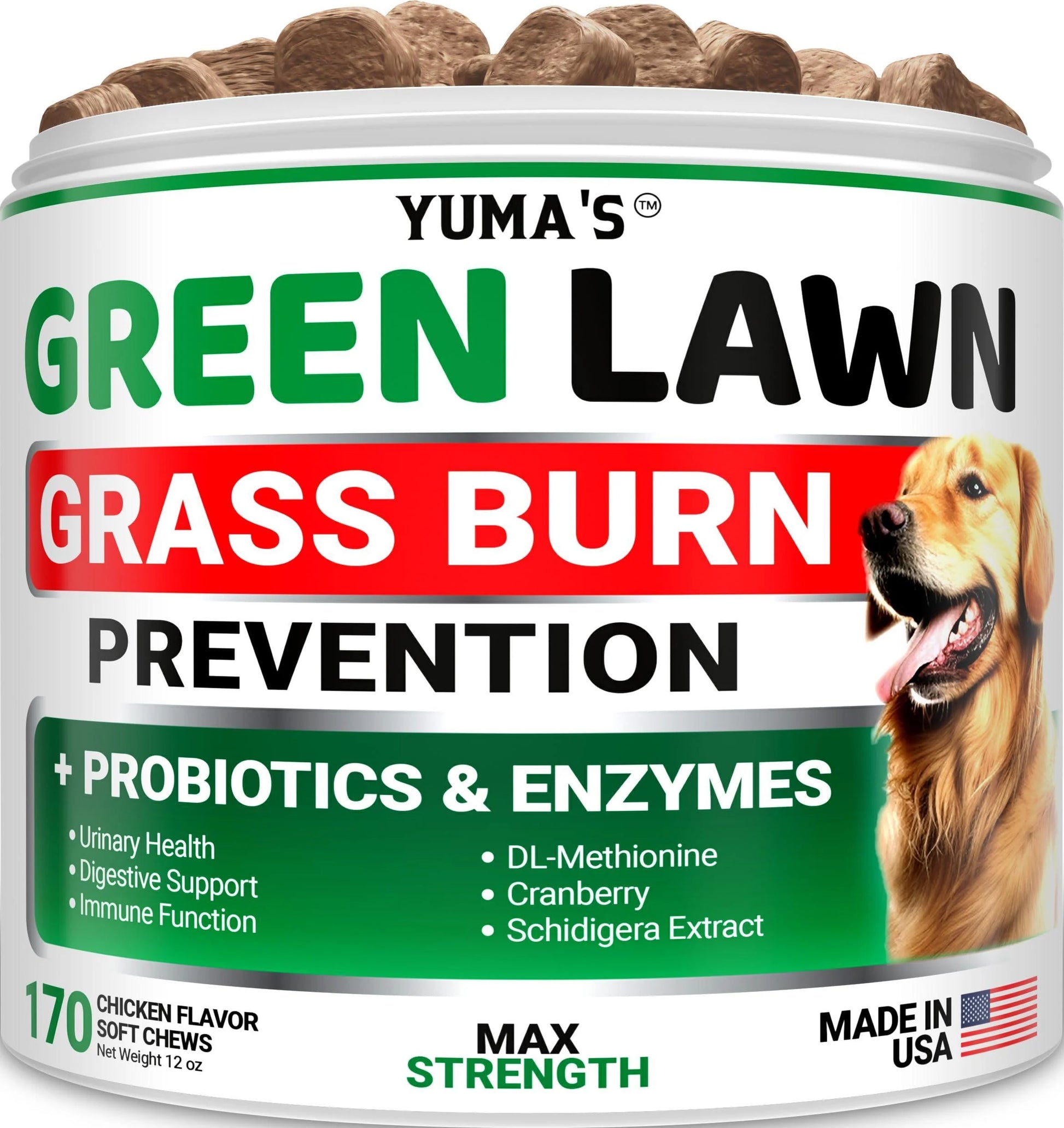 Green Lawn Chews for Dogs Probiotics and Digestive Enzymes Supplement Gut