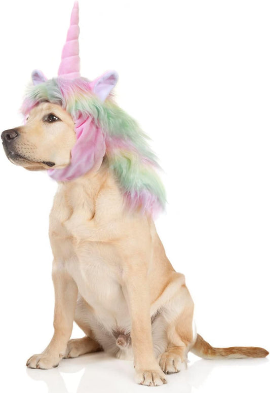 Funny Pet Reindeer Moose Costumes for Dog, Cute Furry Pet Wig for Halloween Christmas, Pet Clothing Accessories