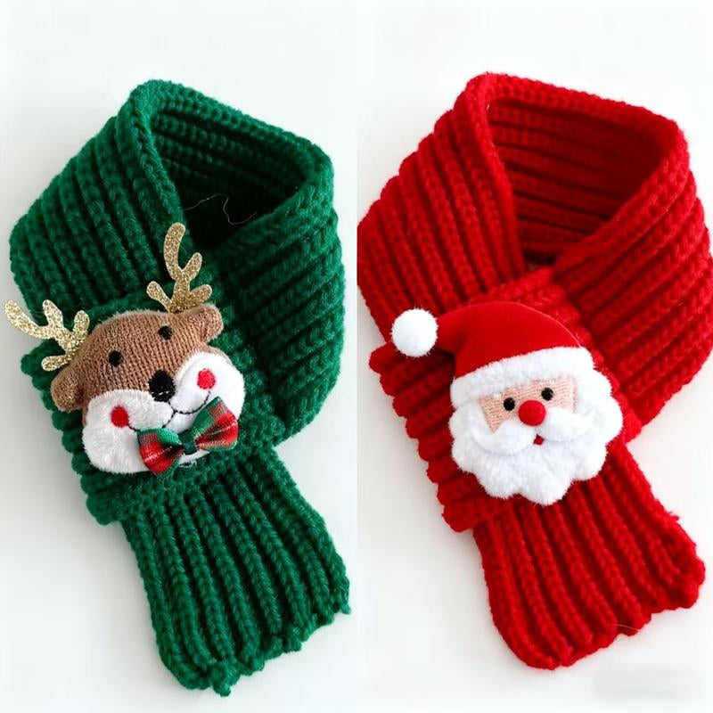 [2Pcs] 2025 NEW Pet Knitted Christmas Scarf & Hat Set for Cats & Dogs - Cute Reindeer & Snowman Design - Warm Plush Outfit for All Seasons - Ideal for Christmas Parties